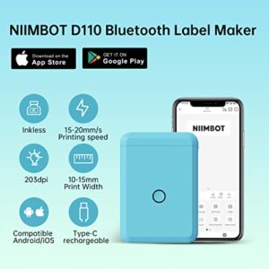 Portable Mini Bluetooth Thermal Label Printer D110 Rechargeable Sticker Maker Machine for Home Office Kitchen Organizing
