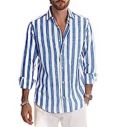 Meilicloth Men's Short Sleeve Shirts Summer Striped Casual Shirt Button Down Regular Fit Tops, To...