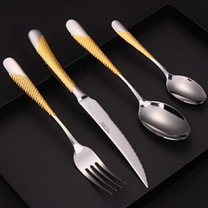 Knives and Forks Flatware | Hammered 18/10 Stainless Steel Tableware