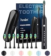 7AM2M Sonic Electric Toothbrush for Adults and Kids, One Charge for 90 Days, with 6 Brush Heads, ...