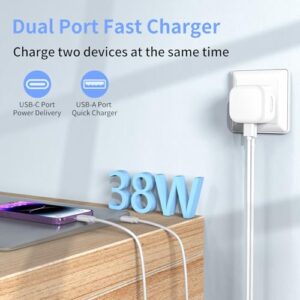 2Pack [MFi Certified] 20W USB C and USB Wall Charger Dual Port Fast Charger Plug Adapter with 6FT iPhone Fast Charger Cable for iPhone 14/13/12/11/Pro/Pro Max/XS/X and More