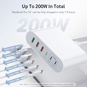 200W 6-Port Desktop USB C Charging Station
