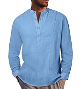 Meilicloth Men's Linen Shirts Short Sleeve Casual Cotton Button Down Henley Shirt Summer Beach To...