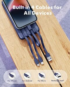 10000mAh USB C Battery pack 6 Outputs 3 Inputs with LED Display Type C Powerbank Portable Charger Compatible with Smartphones Tablets and More(Blue)