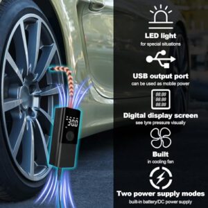 Rechargeable Cordless Tyre Inflator Portable Car Tyre Inflators 150PSI 6000mAh Mini Air Tyre Pump Car Accessories for Car Motorcycle Bicycle