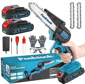 Peektook Cordless Chainsaw with 2 Large Capacity Battery & 2 Chains