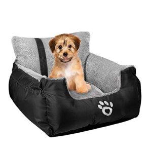 Dog Booster Car Seat Travel Carrier with Clip-on Safety Leash and Storage Pocket Dog Seat for Puppy
