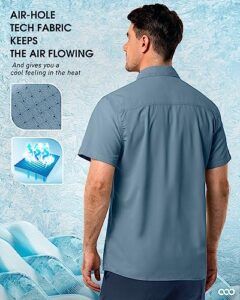 000ft Men's UPF 50+ UV Protection Short Sleeved Shirts Quick Dry Button Down Shirts Cooling Hiking Shirt for Travel Safari Fishing