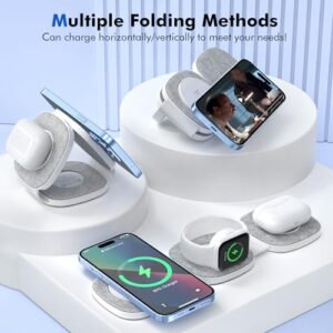 Foldable Travel Magnetic Wireless Charger with 18W Adapter for Apple iPhone 15/14/13/12/Pro/Plus/Pro Max/Mini