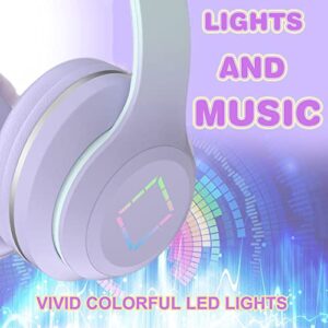 LED Light Up Wireless Foldable Headphones Over Ear with MIC