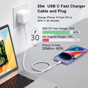 20W USB C Charger Plug with 1M Fast Charger Cable iPhone Compatible with iPhone 14/12/13/11/X/8
