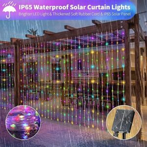 6M X3M 600LED Solar Fairy Curtains String Lights Waterproof with Remote Control & 8 Modes