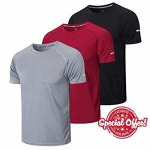 Gaiatiger 3 Pack Mens T-Shirts Dry-Fit Short Sleeve T-Shirts Moisture Wicking Active Athletic Running Tops Men Work Shirts