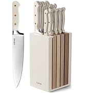CAROTE 8PCS Kitchen Knife Bock Set, Stainless Steel Razor-Sharp Blade,Essential Knife Set with Bl...