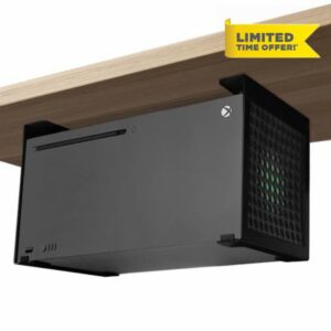 Chanvoo Metal Under Desk Shelf/Desk Mount Compatible with Xbox Series X with Anti-Scratch Silicone (Black)