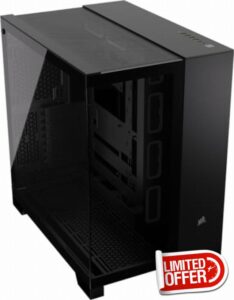 CORSAIR 6500X Mid-Tower ATX Dual Chamber PC Case – Panoramic Tempered Glass – Reverse Connection Motherboard Compatible – No Fans Included – Black