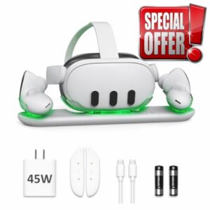 D.Gruoiza VR Charging Station with 45W USB-C Charger for Oculus/Meta Quest 3