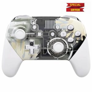 eXtremeRate Silver Splatter Faceplate Backplate Handles for Nintendo Switch Pro Controller