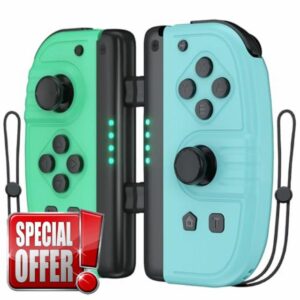 TURPOW L/R Wireless Controllers for S-witch 2er Set Wireless Gamepad compatible with N S-witch/Lite/OLED Green & Blue