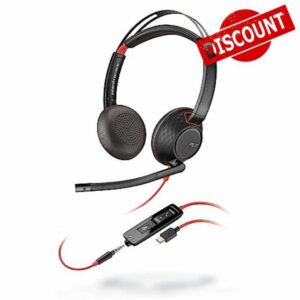 Poly Blackwire 5220 Wired Headset - Flexible Noise-Canceling Boom Mic - Ergonomic Design - Connect to PC/Mac