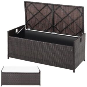 Weatherproof Rattan Deck Box with Seat Cushion