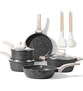 Carote Nonstick Granite Cookware Sets 10Pcs Stone Cookware Set, Non Stick Frying pan Set, pots an...