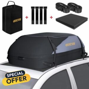 GADLANE Car Roof Bag - 15 Cubic Feet (400L) Waterproof Roof Boxes for Cars with/without Roof Rack with 6 Sturdy Straps