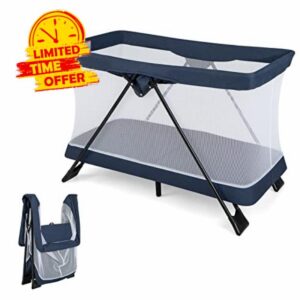 COSTWAY Folding Travel Cot