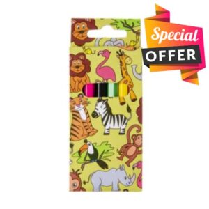 Anila's Themed Mini Colouring Pencils Stickers for Party Bag Fillers & Favours for Kids - 50 Boxes of 6 Jungle Pencils & 50 Individual Jungle Stickers.