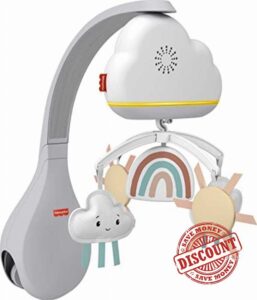 Fisher-Price Baby Toy Rainbow Showers Bassinet Mobile to Bedside Sound Machine with Music & Night Light for Newborn to Toddler Ages 0+ Months