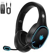 YOTMS Wireless Gaming Headset for PS4 PS5 PC Switch, Wireless 2.4GHz Gaming Headphones with Detac...