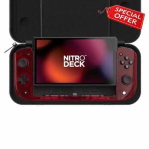 CRKD Nitro Deck Limited Edition with Carry Case - Professional Handheld Deck with Zero Stick Drift for Nintendo Switch and Switch OLED (Atomic Red - Crystal Collection)