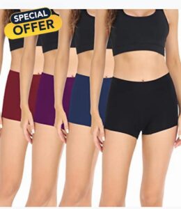 wirarpa Women's Boyshort Panties Ladies Safety Boxer Briefs Anti Chafing Cotton Underwear with Cotton Crotch 4 Pack