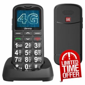 Tosaju 4G Big Button Mobile Phone for Elderly Basic Mobile Phone Unlocked Sim Free Senior Mobile Phones Easy to Use Pay as You Go 1.77" LCD Display SOS Button Torch 1000 mAh Battery - Black