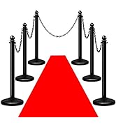 COSTWAY 6Pcs Belt Stanchion, Queue Rope Barrier with Retractable Belt, Polished Stainless Steel, ...