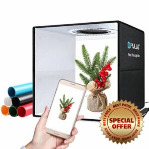 PULUZ Light Box Photography 12''/30cm Small Photo Box Booth Portable Photo Studio Lightbox with CRI 97 Dimmable LED Lights & Double-Sided Reflector Board & 6 PVC Backdrops
