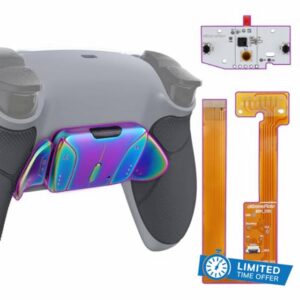 eXtremeRate Rainbow Aura Blue Purple Real Metal Buttons RMB RISE4 Remap Kit for PS5 Controller BDM-030 BDM-040