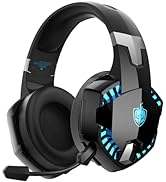 YOTMS Wireless Gaming Headset for PS4, PS5, PC, Switch, 2.4GHz USB Gaming Headphones with Microph...