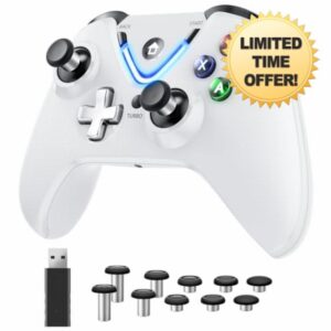 RALAN White Wireless Controller with Paddles for Windows PC