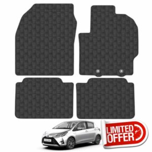 Car Mats for Toyota Yaris Hybrid (2020-Onwards) Car Floor Mats Premium Rubber Tailored Fit Set Accessory Black Custom Fitted 4 Pieces with Clips - Anti-Slip Backing