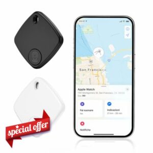 Olycism Key Finder 2 Packs Item Finders GPS Tracker Devices for Key Wallet Suitcase Kids Pets Luggage (iOS only) black white 98 Feet Finding Range IP65 Waterproof Replaceable Battery Gifts