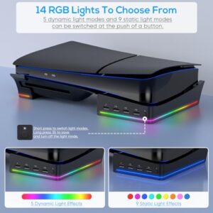 Non-Slip Base Stand Accessories with 4-Port USB Ports - Only For PS5 Slim(Black)