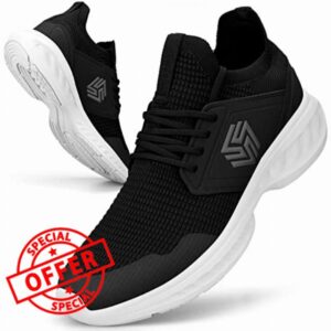 Giniros Mens Trainers Running Walking Shoes Lightweight Sport Athletic Gym Fitness Fashion Training Sneakers Casual Comfortable Breathable Flat Mesh Tennis Shoes Outdoor Jogging