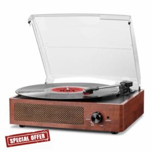 Mersoco Bluetooth Record Player Belt-Driven 3-Speed Turntable