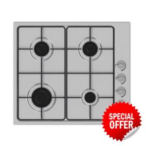 Hisense GM642XHS Built-in 60cm Gas Hob - Stainless Steel with 4 Cooking Areas