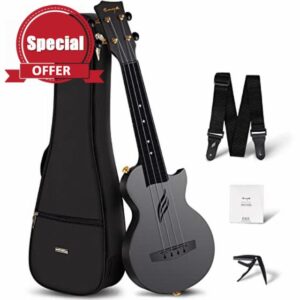 Enya Soprano Ukulele Nova U Mini Simple 21" –Carbon Fiber Travel Ukulele–With Beginner Kit includes Case