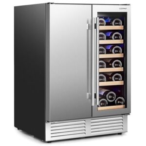 18 Bottles & 57 Cans Double Door Bottle Cooler with Independent Temperature Control