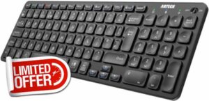 Arteck HB305-2 Universal Multi-Device Bluetooth Keyboard Ultra Compact Wireless Bluetooth Keyboard with Media Hotkeys for Windows iOS iPad OS Android Computer Desktop Laptop Surface Tablet Smartphone