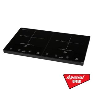 EMtronics 2800W Double Induction Cooker Hob with 9-Level Dual Temperature Control