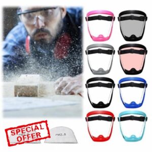 Yxrdzkj Tooltekt & Fog Tooltekt Dust Super Protective for Grinding and Cutting Adjustable Universal with Elastic Belt Filter Cotton Pads Transparent Face All Inclusive Face Super Lightweigh